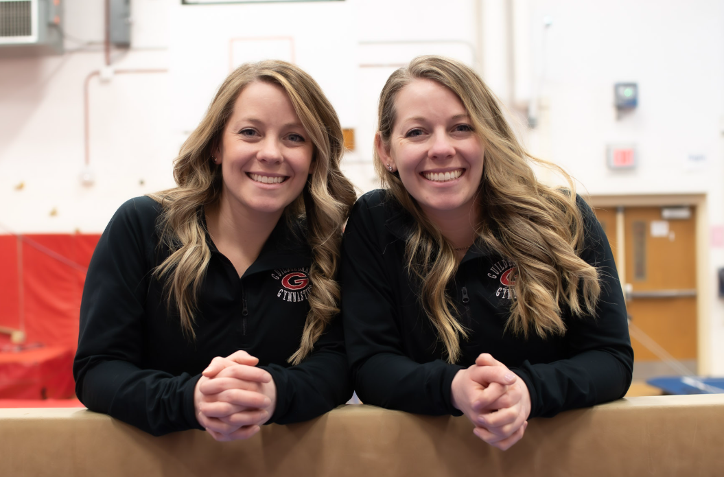 Guilderland Gymnastics Coaches Kira Steverson and Kristen McNeaney
